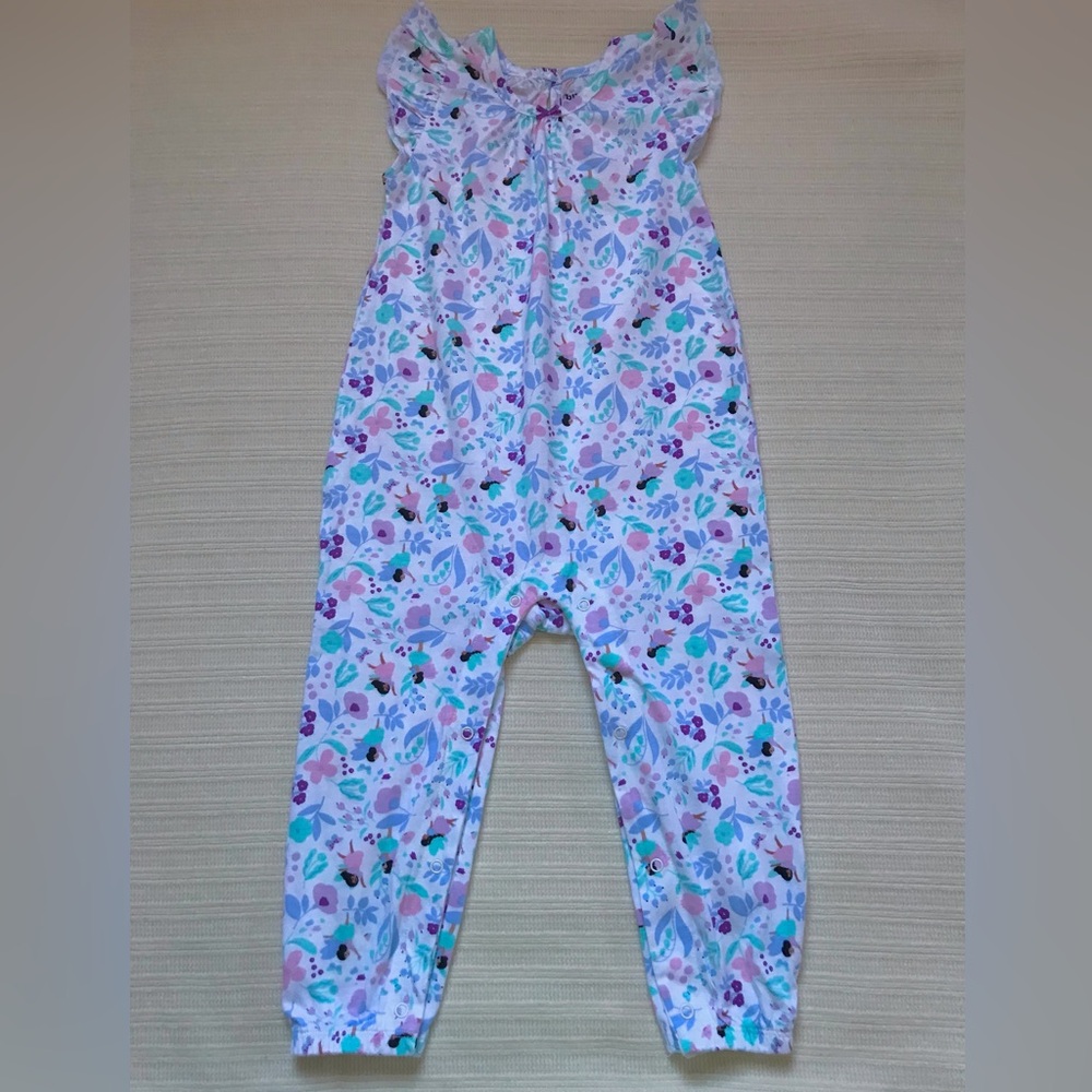 NWOT. Floral Cotton Jumpsuit - Multicolor Size 18-24 Months